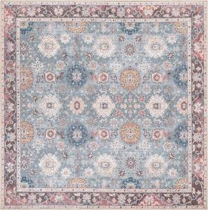 Washable Green 7' 10 x 7' 10 Timeless Square Area Rug Easy to Clean Stain Resistant & Durable Traditional Classic Vintage Design Carpet for Sale at Rug Engine