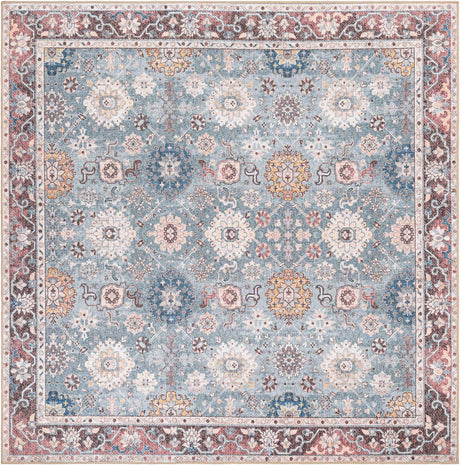 Washable Green 7' 10 x 7' 10 Timeless Square Area Rug Easy to Clean Stain Resistant & Durable Traditional Classic Vintage Design Carpet for Sale at Rug Engine