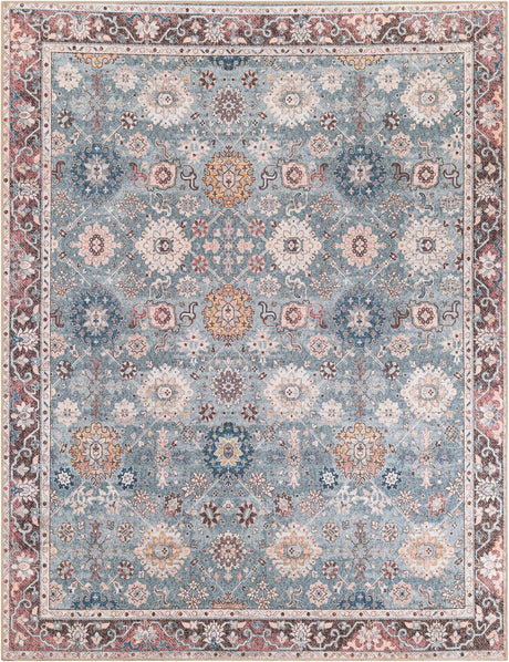 Washable Green 7' 10 x 10' Timeless Rectangle Area Rug Easy to Clean Stain Resistant & Durable Traditional Classic Vintage Design Carpet for Sale at Rug Engine