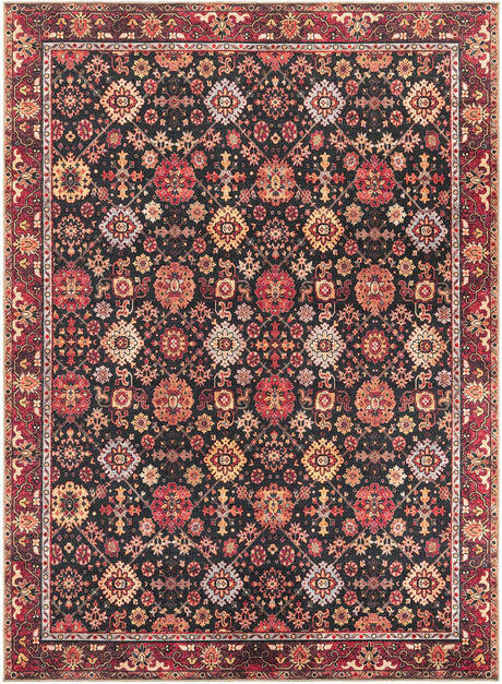 Washable Black 9' 5 x 13' 1 Timeless Rectangle Area Rug Easy to Clean Stain Resistant & Durable Traditional Classic Vintage Design Carpet for Sale at Rug Engine