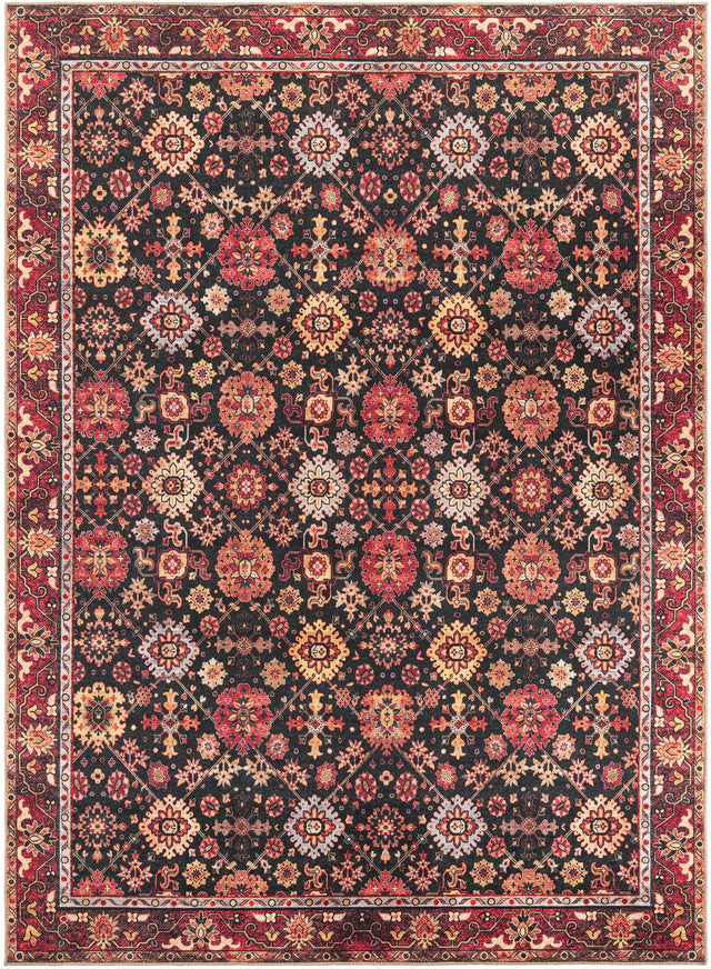 Washable Black 9' 5 x 13' 1 Timeless Rectangle Area Rug Easy to Clean Stain Resistant & Durable Traditional Classic Vintage Design Carpet for Sale at Rug Engine