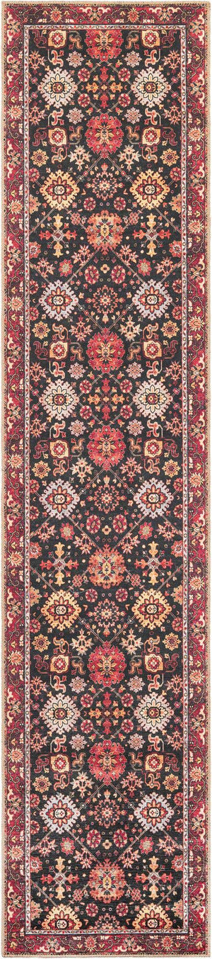 Washable Black 2' 7 x 12' Timeless Runner Area Rug Easy to Clean Stain Resistant & Durable Traditional Classic Vintage Design Carpet for Sale at Rug Engine