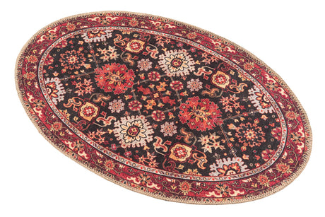 Washable Black 2' x 3' 1 Timeless Oval Area Rug Easy to Clean Stain Resistant & Durable Traditional Classic Vintage Design Carpet for Sale at Rug Engine