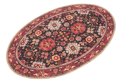 Washable Black 2' x 3' 1 Timeless Oval Area Rug Easy to Clean Stain Resistant & Durable Traditional Classic Vintage Design Carpet for Sale at Rug Engine