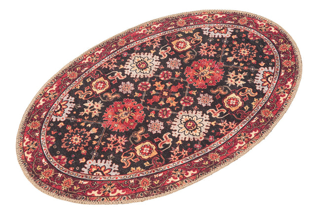 Washable Black 2' x 3' 1 Timeless Oval Area Rug Easy to Clean Stain Resistant & Durable Traditional Classic Vintage Design Carpet for Sale at Rug Engine