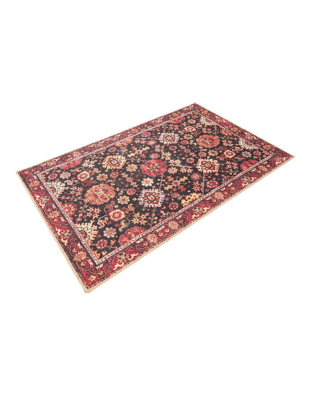 Washable Black 3' 6 x 5' 6 Timeless Rectangle Area Rug Easy to Clean Stain Resistant & Durable Traditional Classic Vintage Design Carpet for Sale at Rug Engine