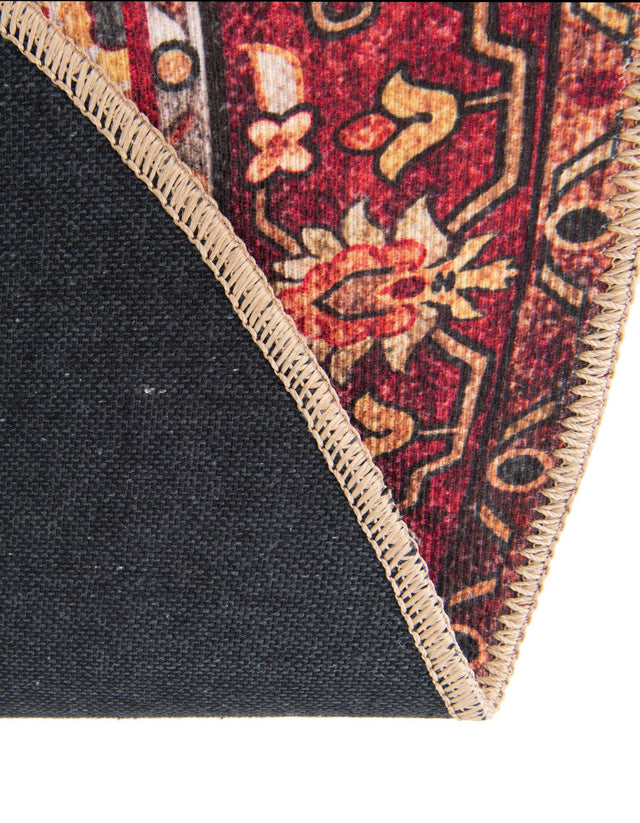 Washable Black 2' x 2' Timeless Round Area Rug Easy to Clean Stain Resistant & Durable Traditional Classic Vintage Design Carpet for Sale at Rug Engine