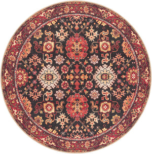 Washable Black 5' 1 x 5' 1 Timeless Round Area Rug Easy to Clean Stain Resistant & Durable Traditional Classic Vintage Design Carpet for Sale at Rug Engine