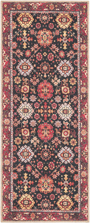 Washable Black 2' x 5' 1 Timeless Runner Area Rug Easy to Clean Stain Resistant & Durable Traditional Classic Vintage Design Carpet for Sale at Rug Engine