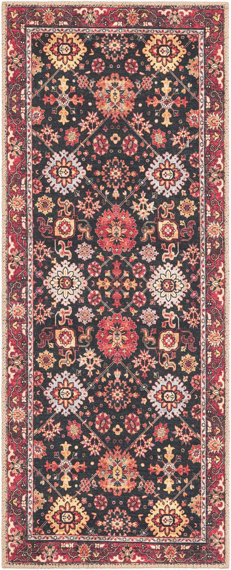 Washable Black 2' x 5' 1 Timeless Runner Area Rug Easy to Clean Stain Resistant & Durable Traditional Classic Vintage Design Carpet for Sale at Rug Engine