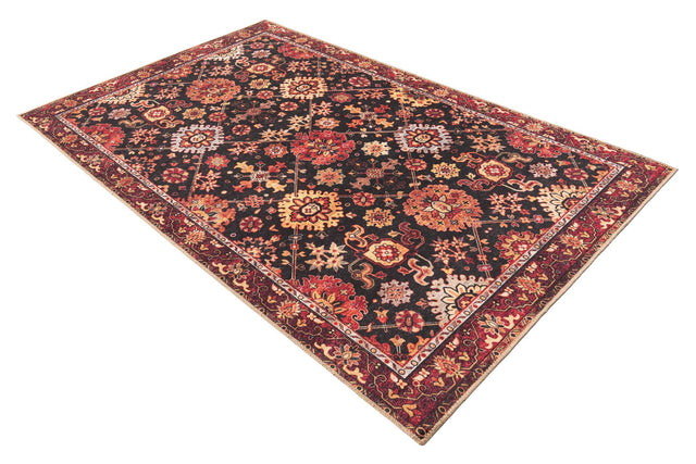 Washable Black 5' 1 x 8' Timeless Rectangle Area Rug Easy to Clean Stain Resistant & Durable Traditional Classic Vintage Design Carpet for Sale at Rug Engine