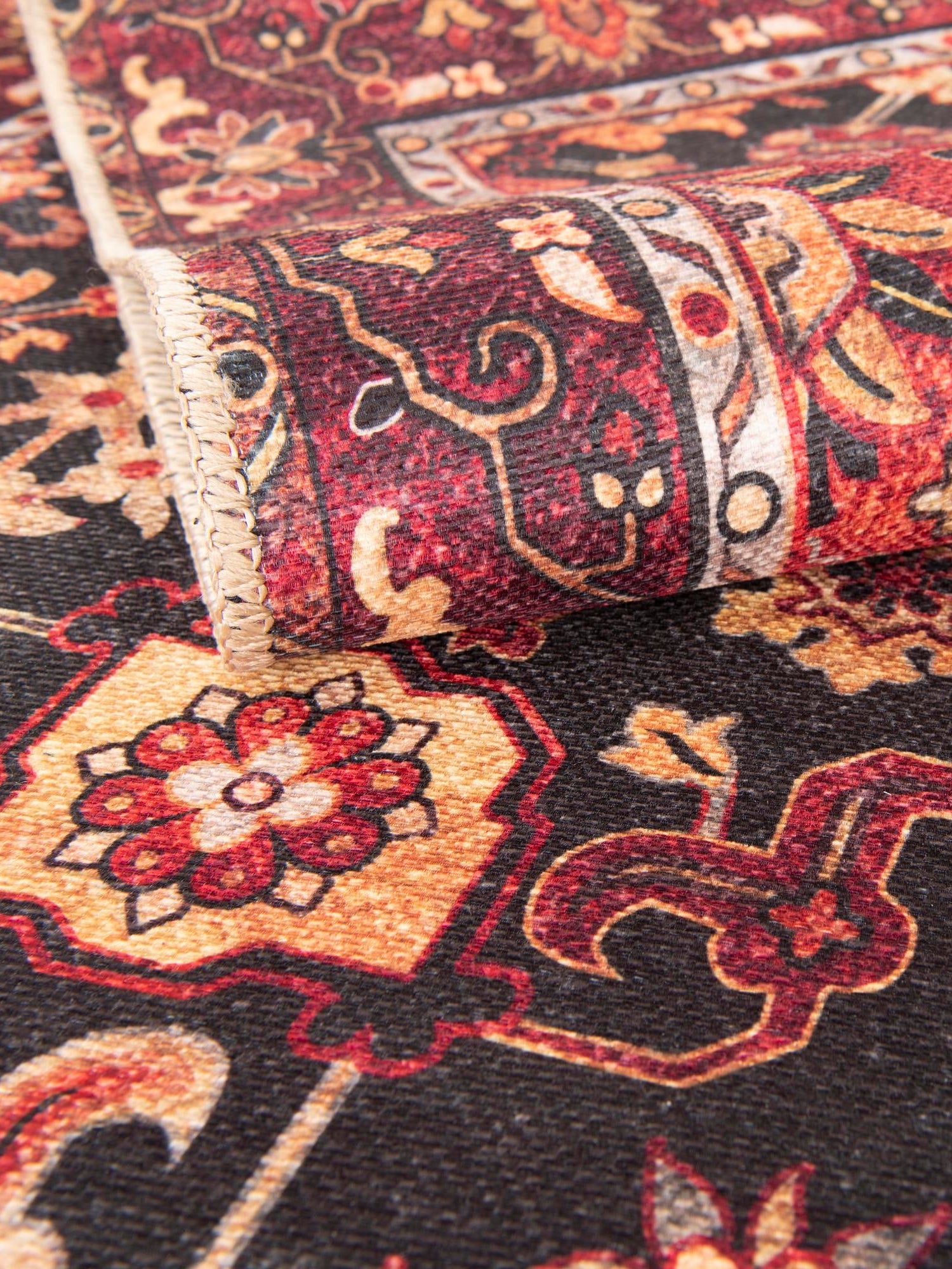 Washable Black 8' 4 x 12' Timeless Rectangle Area Rug Easy to Clean Stain Resistant & Durable Traditional Classic Vintage Design Carpet for Sale at Rug Engine