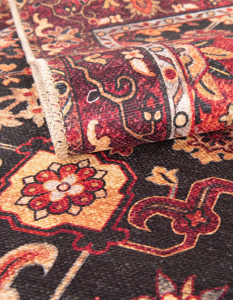 Washable Black 2' x 3' 1 Timeless Rectangle Area Rug Easy to Clean Stain Resistant & Durable Traditional Classic Vintage Design Carpet for Sale at Rug Engine