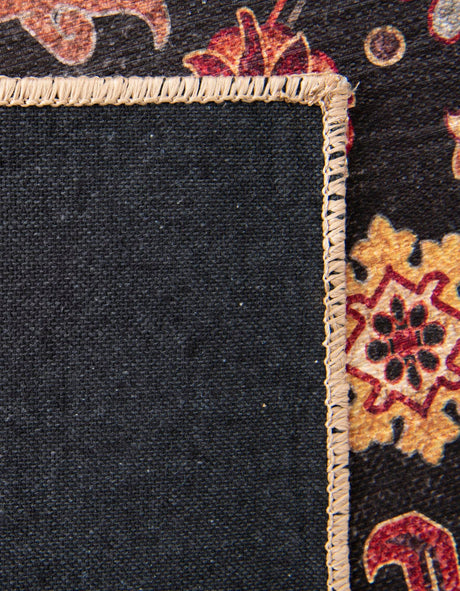 Washable Black 4' 1 x 6' 1 Timeless Rectangle Area Rug Easy to Clean Stain Resistant & Durable Traditional Classic Vintage Design Carpet for Sale at Rug Engine