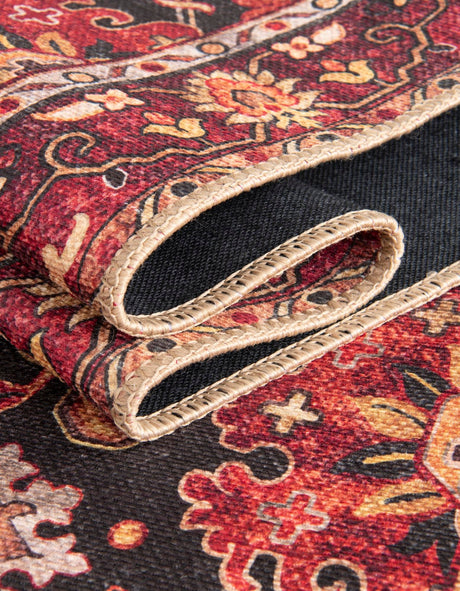 Washable Black 4' 1 x 6' 1 Timeless Rectangle Area Rug Easy to Clean Stain Resistant & Durable Traditional Classic Vintage Design Carpet for Sale at Rug Engine