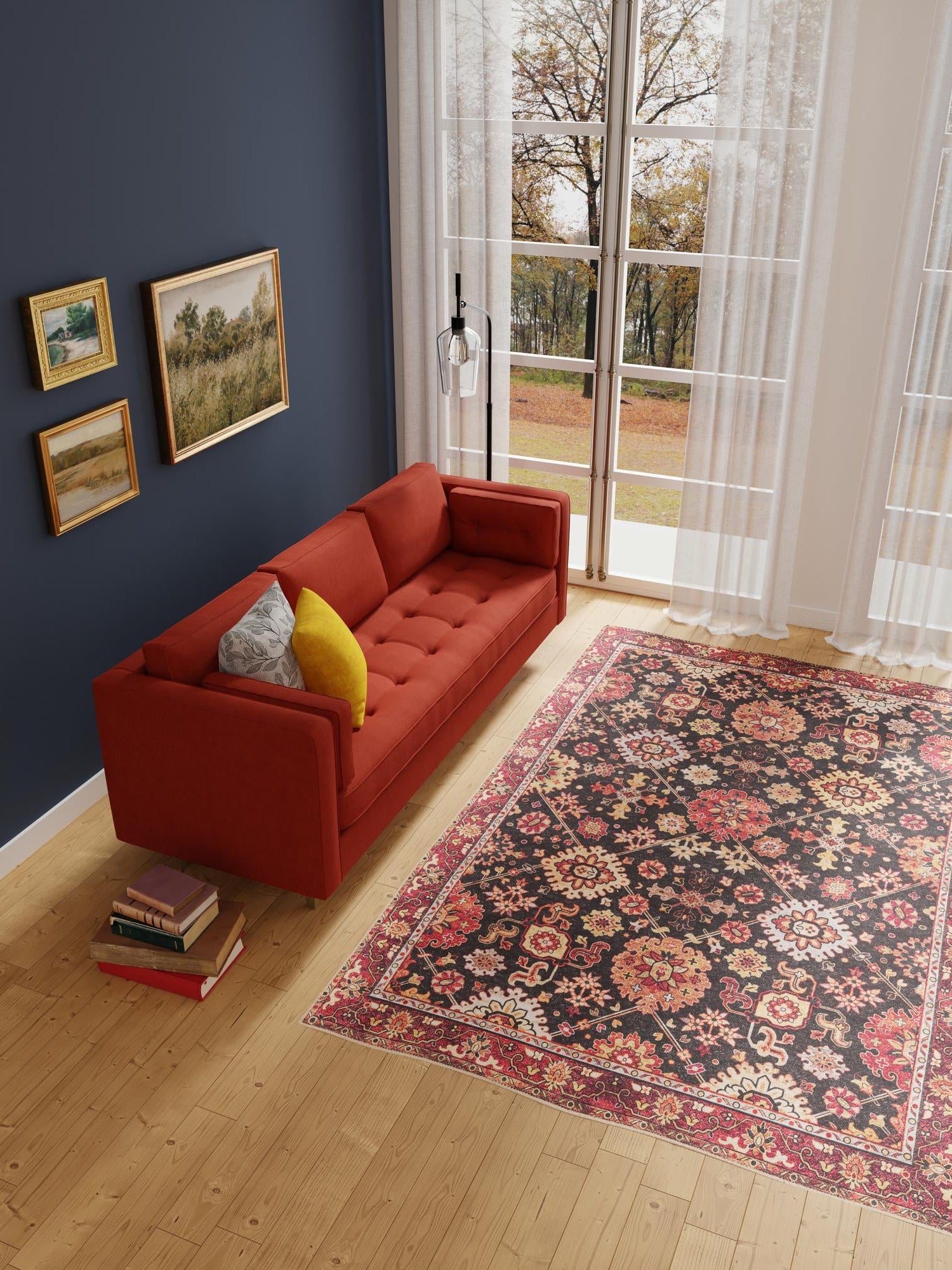 Washable Black 9' 5 x 13' 1 Timeless Rectangle Area Rug Easy to Clean Stain Resistant & Durable Traditional Classic Vintage Design Carpet for Sale at Rug Engine