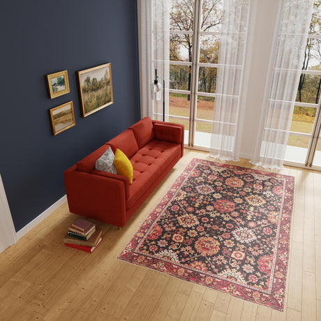 Washable Black 9' 5 x 13' 1 Timeless Rectangle Area Rug Easy to Clean Stain Resistant & Durable Traditional Classic Vintage Design Carpet for Sale at Rug Engine