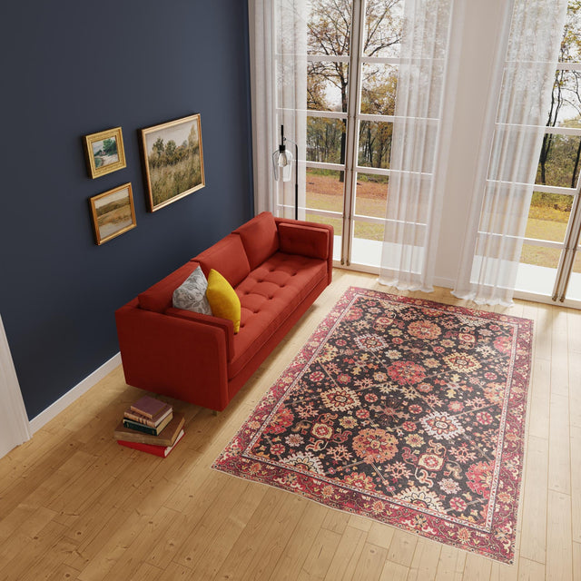 Washable Black 9' 5 x 13' 1 Timeless Rectangle Area Rug Easy to Clean Stain Resistant & Durable Traditional Classic Vintage Design Carpet for Sale at Rug Engine