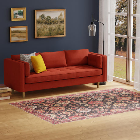 Washable Black 8' 4 x 12' Timeless Rectangle Area Rug Easy to Clean Stain Resistant & Durable Traditional Classic Vintage Design Carpet for Sale at Rug Engine