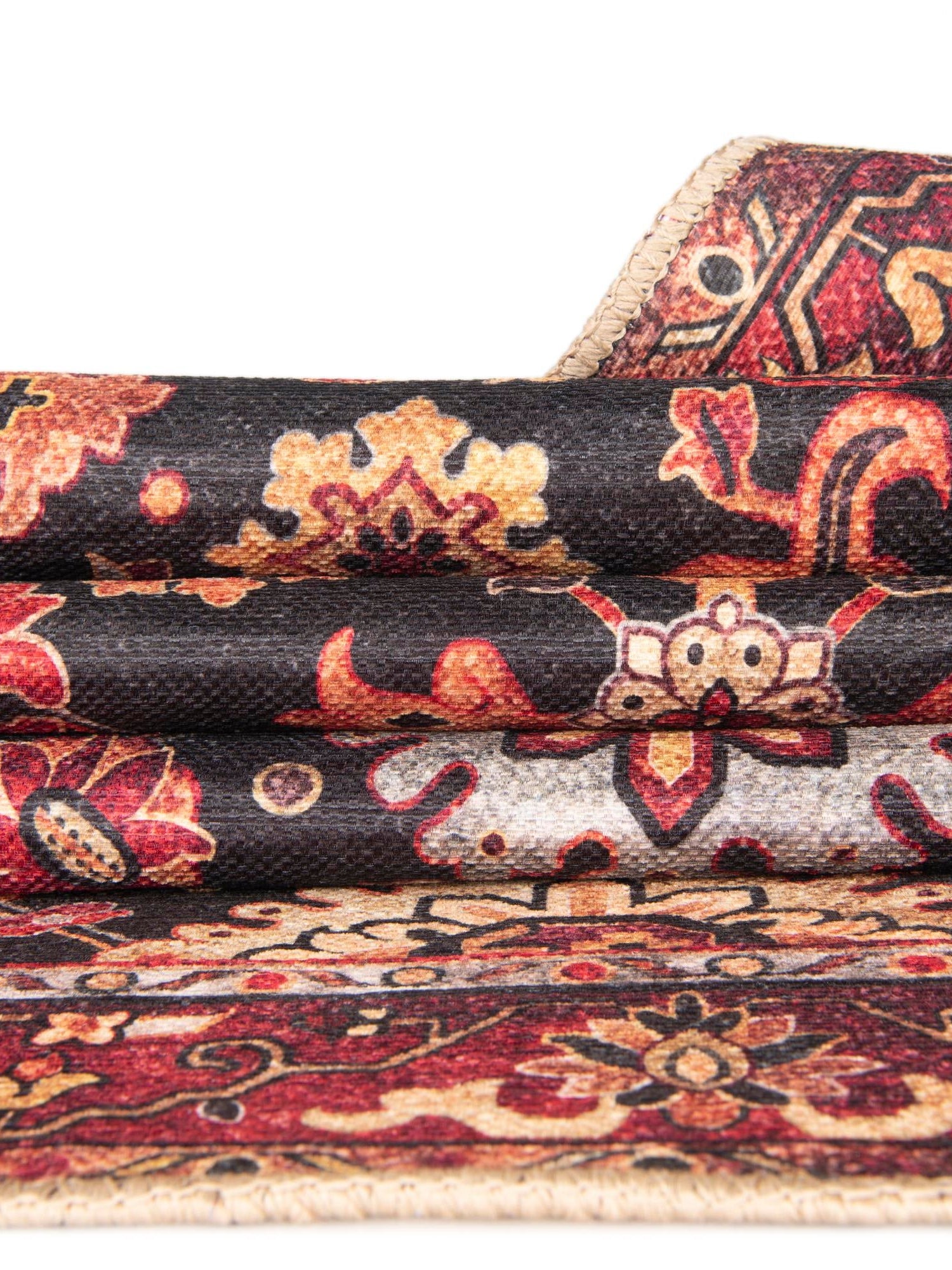Washable Black 2' 7 x 10' Timeless Runner Area Rug Easy to Clean Stain Resistant & Durable Traditional Classic Vintage Design Carpet for Sale at Rug Engine