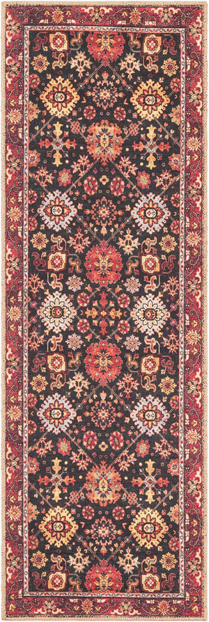 Washable Black 2' x 6' 1 Timeless Runner Area Rug Easy to Clean Stain Resistant & Durable Traditional Classic Vintage Design Carpet for Sale at Rug Engine