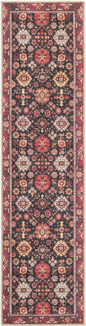 Washable Black 2' x 8' Timeless Runner Area Rug Easy to Clean Stain Resistant & Durable Traditional Classic Vintage Design Carpet for Sale at Rug Engine