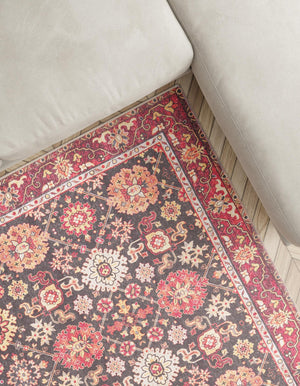 Washable Black 7' 10 x 7' 10 Timeless Square Area Rug Easy to Clean Stain Resistant & Durable Traditional Classic Vintage Design Carpet for Sale at Rug Engine