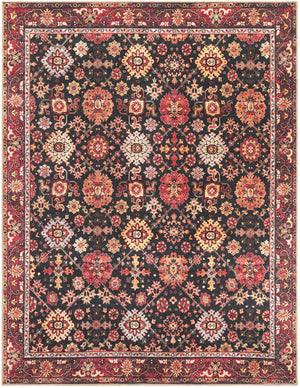 Washable Black 7' 10 x 10' Timeless Rectangle Area Rug Easy to Clean Stain Resistant & Durable Traditional Classic Vintage Design Carpet for Sale at Rug Engine