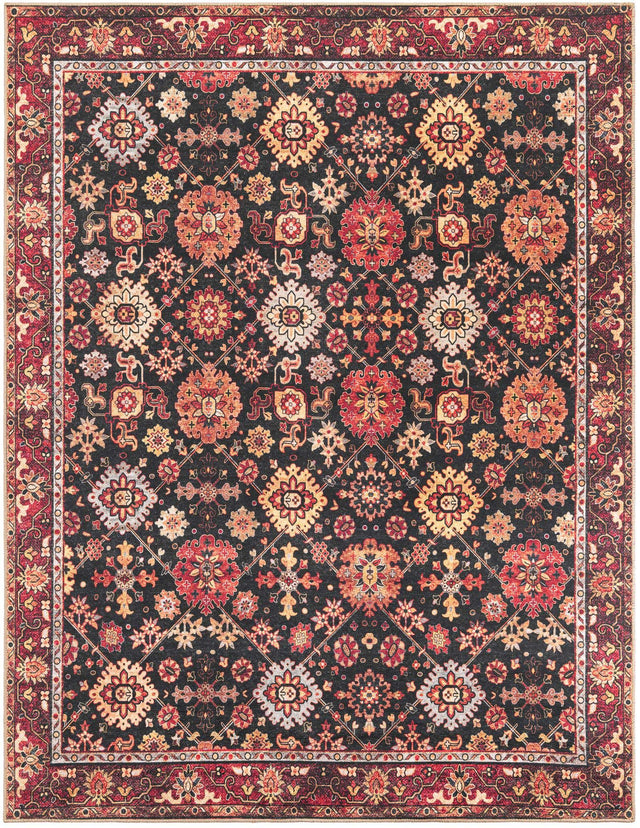 Washable Black 7' 10 x 10' Timeless Rectangle Area Rug Easy to Clean Stain Resistant & Durable Traditional Classic Vintage Design Carpet for Sale at Rug Engine