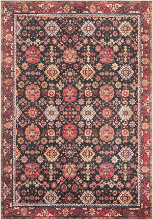 Washable Black 8' 4 x 12' Timeless Rectangle Area Rug Easy to Clean Stain Resistant & Durable Traditional Classic Vintage Design Carpet for Sale at Rug Engine