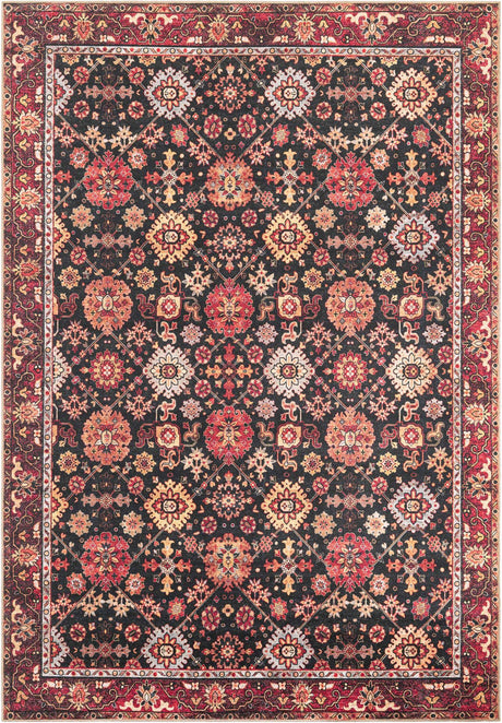Washable Black 8' 4 x 12' Timeless Rectangle Area Rug Easy to Clean Stain Resistant & Durable Traditional Classic Vintage Design Carpet for Sale at Rug Engine