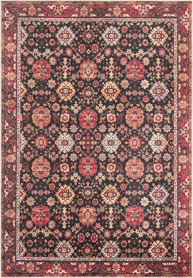 Washable Black 8' 4 x 12' Timeless Rectangle Area Rug Easy to Clean Stain Resistant & Durable Traditional Classic Vintage Design Carpet for Sale at Rug Engine