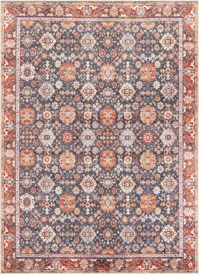 Washable Navy Blue 9' 5 x 13' 1 Timeless Rectangle Area Rug Easy to Clean Stain Resistant & Durable Traditional Classic Vintage Design Carpet for Sale at Rug Engine