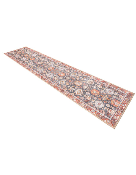 Washable Navy Blue 2' 7 x 12' Timeless Runner Area Rug Easy to Clean Stain Resistant & Durable Traditional Classic Vintage Design Carpet for Sale at Rug Engine