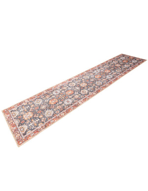 Washable Navy Blue 2' 7 x 12' Timeless Runner Area Rug Easy to Clean Stain Resistant & Durable Traditional Classic Vintage Design Carpet for Sale at Rug Engine