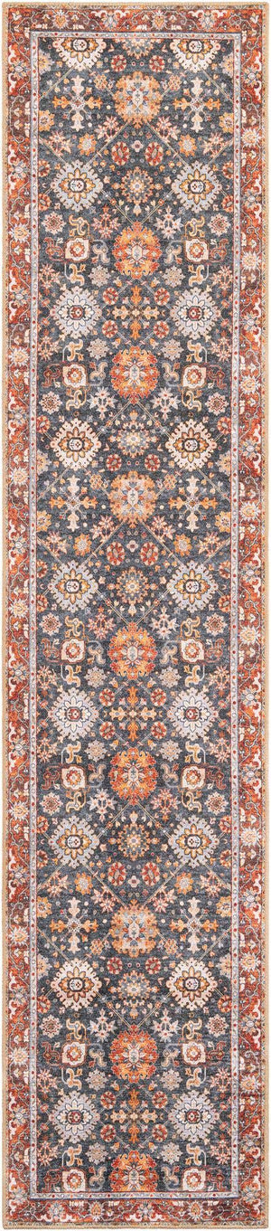 Washable Navy Blue 2' 7 x 12' Timeless Runner Area Rug Easy to Clean Stain Resistant & Durable Traditional Classic Vintage Design Carpet for Sale at Rug Engine