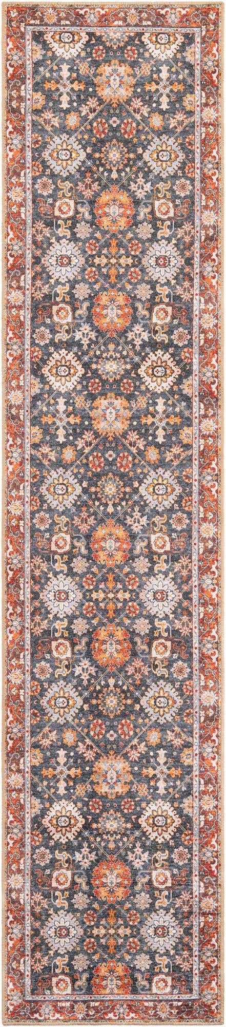 Washable Navy Blue 2' 7 x 12' Timeless Runner Area Rug Easy to Clean Stain Resistant & Durable Traditional Classic Vintage Design Carpet for Sale at Rug Engine