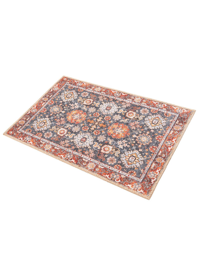 Washable Navy Blue 2' x 3' 1 Timeless Rectangle Area Rug Easy to Clean Stain Resistant & Durable Traditional Classic Vintage Design Carpet for Sale at Rug Engine