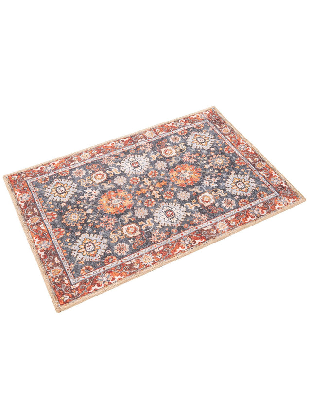 Washable Navy Blue 2' x 3' 1 Timeless Rectangle Area Rug Easy to Clean Stain Resistant & Durable Traditional Classic Vintage Design Carpet for Sale at Rug Engine