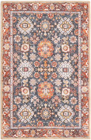 Washable Navy Blue 2' x 3' 1 Timeless Rectangle Area Rug Easy to Clean Stain Resistant & Durable Traditional Classic Vintage Design Carpet for Sale at Rug Engine