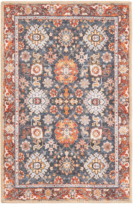 Washable Navy Blue 2' x 3' 1 Timeless Rectangle Area Rug Easy to Clean Stain Resistant & Durable Traditional Classic Vintage Design Carpet for Sale at Rug Engine