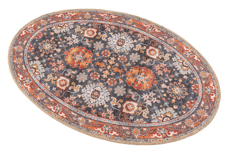 Washable Navy Blue 2' x 3' 1 Timeless Oval Area Rug Easy to Clean Stain Resistant & Durable Traditional Classic Vintage Design Carpet for Sale at Rug Engine