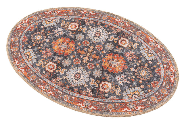 Washable Navy Blue 2' x 3' 1 Timeless Oval Area Rug Easy to Clean Stain Resistant & Durable Traditional Classic Vintage Design Carpet for Sale at Rug Engine