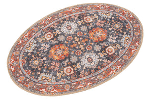 Washable Navy Blue 2' x 3' 1 Timeless Oval Area Rug Easy to Clean Stain Resistant & Durable Traditional Classic Vintage Design Carpet for Sale at Rug Engine