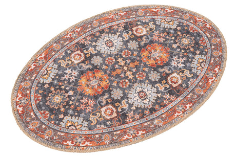 Washable Navy Blue 2' x 3' 1 Timeless Oval Area Rug Easy to Clean Stain Resistant & Durable Traditional Classic Vintage Design Carpet for Sale at Rug Engine
