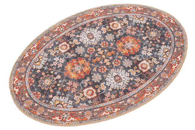 Washable Navy Blue 2' x 3' 1 Timeless Oval Area Rug Easy to Clean Stain Resistant & Durable Traditional Classic Vintage Design Carpet for Sale at Rug Engine