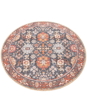 Washable Navy Blue 3' 6 x 3' 6 Timeless Round Area Rug Easy to Clean Stain Resistant & Durable Traditional Classic Vintage Design Carpet for Sale at Rug Engine