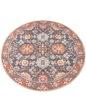 Washable Navy Blue 3' 6 x 3' 6 Timeless Round Area Rug Easy to Clean Stain Resistant & Durable Traditional Classic Vintage Design Carpet for Sale at Rug Engine