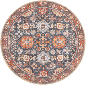 Washable Navy Blue 3' 6 x 3' 6 Timeless Round Area Rug Easy to Clean Stain Resistant & Durable Traditional Classic Vintage Design Carpet for Sale at Rug Engine