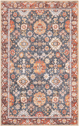 Washable Navy Blue 3' 6 x 5' 6 Timeless Rectangle Area Rug Easy to Clean Stain Resistant & Durable Traditional Classic Vintage Design Carpet for Sale at Rug Engine